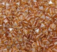 6mm Czech Glass Pyramid 2-Hole Beadstud - BST06-00030-29121 - Crystal Apricot Medium - 4 Beads