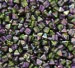 6mm Czech Glass Pyramid 2-Hole Beadstud - BST06-00030-95000 - Magic Orchid - 4 Beads