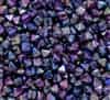 6mm Czech Glass Pyramid 2-Hole Beadstud - BST06-00030-95100 - Magic Blue - 4 Beads