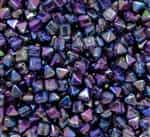 6mm Czech Glass Pyramid 2-Hole Beadstud - BST06-00030-95100 - Magic Blue - 4 Beads