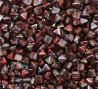 6mm Czech Glass Pyramid 2-Hole Beadstud - BST06-00030-95200 - Magic Wine - 4 Beads