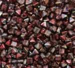 6mm Czech Glass Pyramid 2-Hole Beadstud - BST06-00030-95200 - Magic Wine - 4 Beads