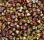 6mm Czech Glass Pyramid 2-Hole Beadstud - BST06-00030-95600 - Magic Apple - 4 Beads