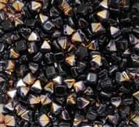 6mm Czech Glass Pyramid 2-Hole Beadstud - BST06-23980-29500 - Jet Sliperit - 4 Beads