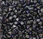 6mm Czech Glass Pyramid 2-Hole Beadstud - BST06-23980-29900 - Jet Azuro - 4 Beads