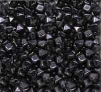 6mm Czech Glass Pyramid 2-Hole Beadstud - BST06-23980-65432 - Jet Lustered - 4 Beads