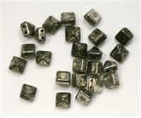8mm Czech Glass Pyramid 2-Hole Beadstud - BST08-00030-18549 - Antique Chrome - 4 Beads