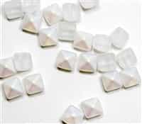 8mm Czech Glass Pyramid 2-Hole Beadstud - BST08-00030M-28701 - Crystal Matte AB - 4 Beads