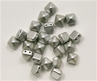 8mm Czech Glass Pyramid 2-Hole Beadstud - BST08-01700 - Matte Silver - 4 Beads