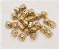 8mm Czech Glass Pyramid 2-Hole Beadstud - BST08-01710 - Matte Gold - 4 Beads