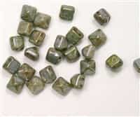 8mm Czech Glass Pyramid 2-Hole Beadstud - BST08-02010-65431 -  - 4 Beads