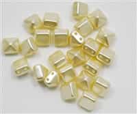 8mm Czech Glass Pyramid 2-Hole Beadstuds - BST08-CRM - Cream Airy Pearl - 4 Beads