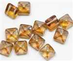 12mm Czech Glass Pyramid 2-Hole Beadstud - BST12-22501 - Celsian Capri - 1 Bead