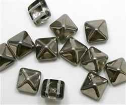 12mm Czech Glass Pyramid 2-Hole Beadstud - BST12-26441 - Crystal Aurum Capri - 1 Bead