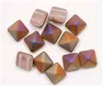 12mm Czech Glass Pyramid 2-Hole Beadstud - BST12-00030M-29500 - Matte Crystal Sliperit - 1 Bead