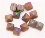 12mm Czech Glass Pyramid 2-Hole Beadstud - BST12-00030M-VITEX - Matte Crystal Vitex - 1 Bead