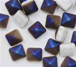 12mm Czech Glass Pyramid 2-Hole Beadstud - BST12-03000-22271 - Chalk White Azuro Matted - 1 Bead