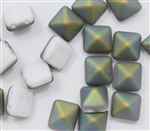 12mm Czech Glass Pyramid 2-Hole Beadstud - BST12-03000-28171 - Chalk White Vitrail Matted - 1 Bead