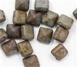 12mm Czech Glass Pyramid 2-Hole Beadstud - BST12-03000-85432 - Chalk White Matted - 1 Bead