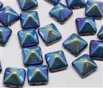 12mm Czech Glass Pyramid 2-Hole Beadstud - BST12-23980-14400-28701 - Jet Hematite AB - 1 Bead