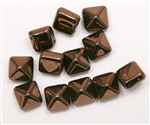 12mm Czech Glass Pyramid 2-Hole Beadstud - BST12-23980-14415 - Dark Bronze - 1 Bead