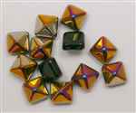 12mm Czech Glass Pyramid 2-Hole Beadstud - BST12-23980-29500 - Jet Sliperit - 1 Bead