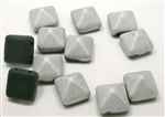 12mm Czech Glass Pyramid 2-Hole Beadstud - BST12-23980M-27001 - Jet Matte Silver - 1 Bead