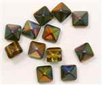 12mm Czech Glass Pyramid 2-Hole Beadstud - BST12-95300 - Magic Amber - 1 Bead