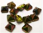 12mm Czech Glass Pyramid 2-Hole Beadstud - BST12-95600 - Magic Ruby - 1 Bead