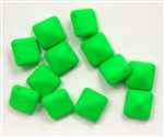 12mm Czech Glass Pyramid 2-Hole Beadstud - BST12-BNGR - Bright Neon Green - 1 Bead