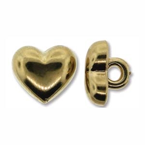 Metalized 11mm Gold Plastic Heart Button - 1 Piece