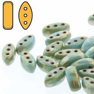 [OR ] Czech Cali Beads : 3x8mm - CALI-63030-43400 - Blue Turquoise Picasso - 25 Count