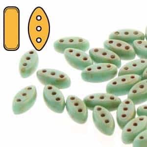 Czech Cali Beads : 3x8mm - CALI-63130-86805 - Green Turquoise Travertine - 25 Count