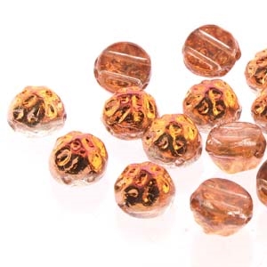 CCB0700030-27137 - Baroque 2-Hole 7mm Round Cabochon - Crystal Sunset - 12 Count