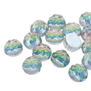 CCB0700030-28102 - Baroque 2-Hole 7mm Round Cabochon - Backlit Utopia - 12 Count