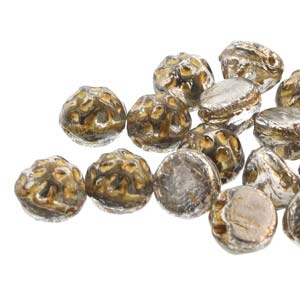CCB0726732-54302 - Baroque 2-Hole 7mm Round Cabochon - Silver Splash Backlit Petro - 12 Count