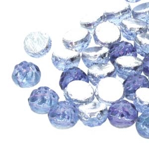 CCB0730010-26536 - Baroque 2-Hole 7mm Round Cabochon - Backlit Violet Ice - 12 Count