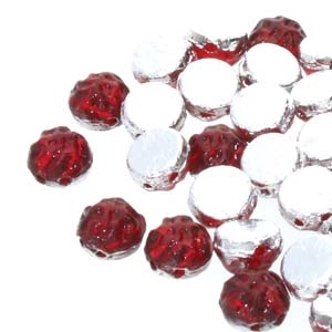 CCB0790080-29801 - Baroque 2-Hole 7mm Round Cabochon - Backlit Rubysol - 12 Count