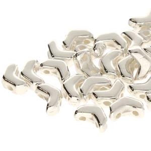 CHV6200030-31000 - Mini ChevronDuo Beads - 6x2mm -  Fine Silve Plate - 25 Count