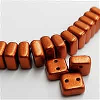 6mm Old Copper Chexx Beads - 4 count