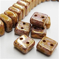 6mm Chalk Bronze 2 Hole Lumi Chexx Beads - 4 count