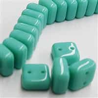 6mm Green Turquoise 2 Hole Chexx Beads - 4 count