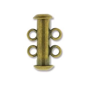 Antique Brass Plated Multi Strand 16mm 2 Strand Slide Clasp - 1 Clasp