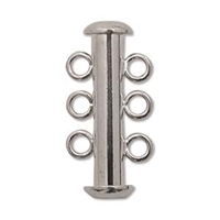 Silver Plated Multi Strand 21mm 3 Strand Slide Clasp - 1 Clasp