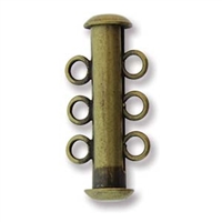 [ CLSP5 ] Antique Brass Plated Magnetic Multi Strand 22mm 3-Strand Slide Clasp