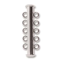 [ CLSP5 ] Antique Silver Plated Multi Strand 31mm 5-Strand Slide Clasp
