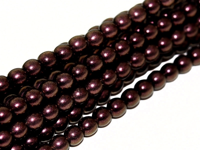 Pearl Coat Round 3mm : CP3-19064 - Pearl - Polynesian Jet Mauve Rose - 50 pcs