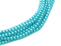 Pearl Coat Round 4mm : CP4-85625 - Satin Turquoise Blue - 50 pieces