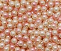 Pearl Coat Round 6mm : CP6-63003 - Dual - Pink/Cream - 25 Pearls