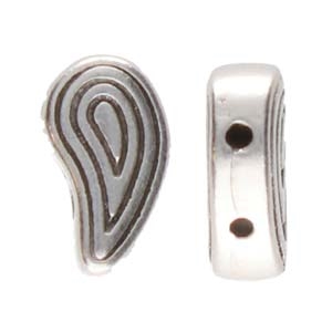 CYM-PD-013094-SP - Merihas - PaisleyDuo Bead Substitute - Antique Silver Plate - 1 Piece